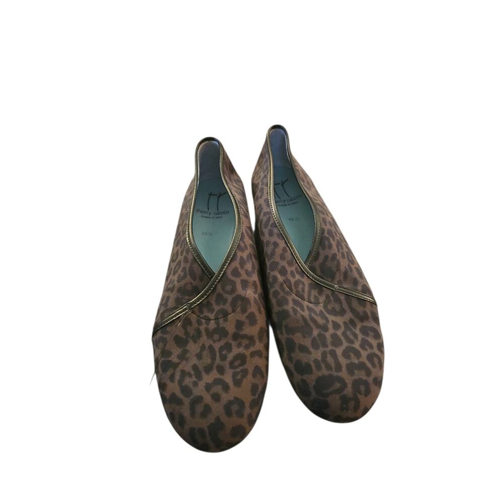 Thierry Rabotin 40.5 loafers leopard print microfiber shoes italy new 9.5 $490